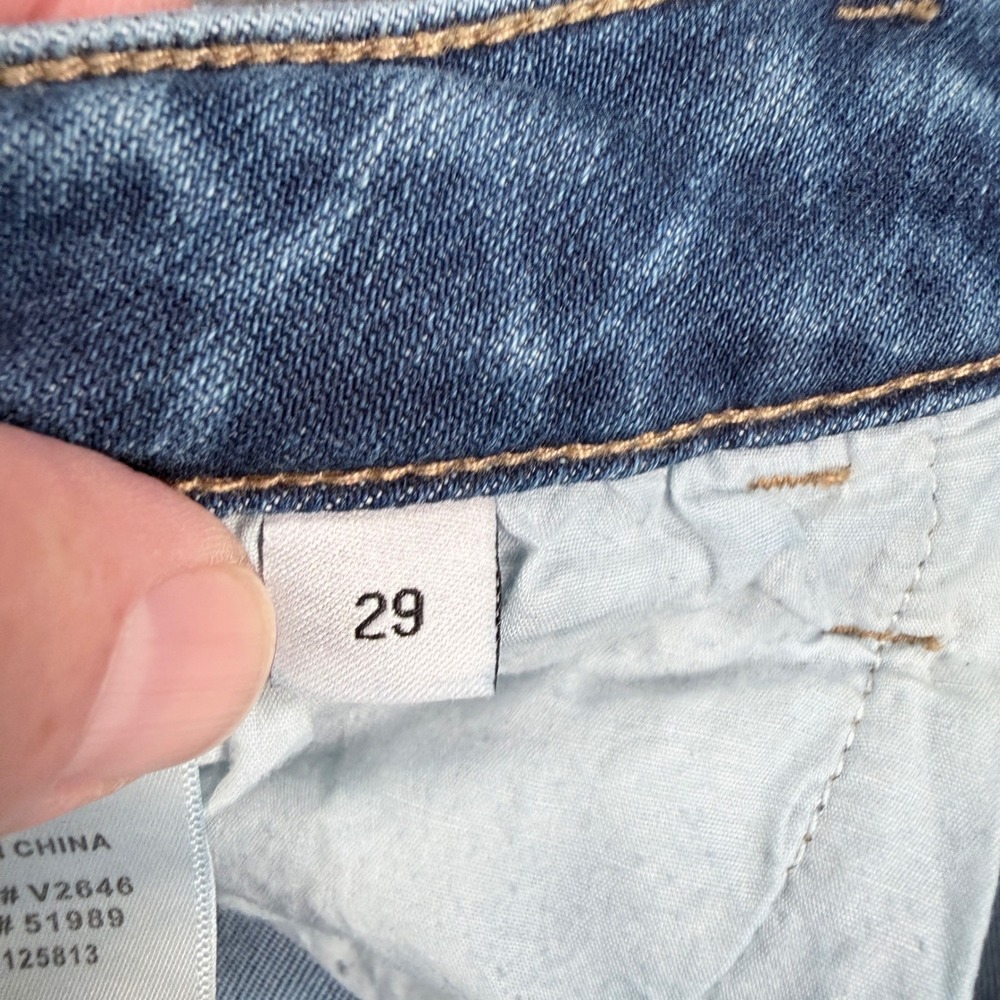 Washed Light Blue High-Rise Flare Jeans with Raw Hem - Picture 8 of 9
